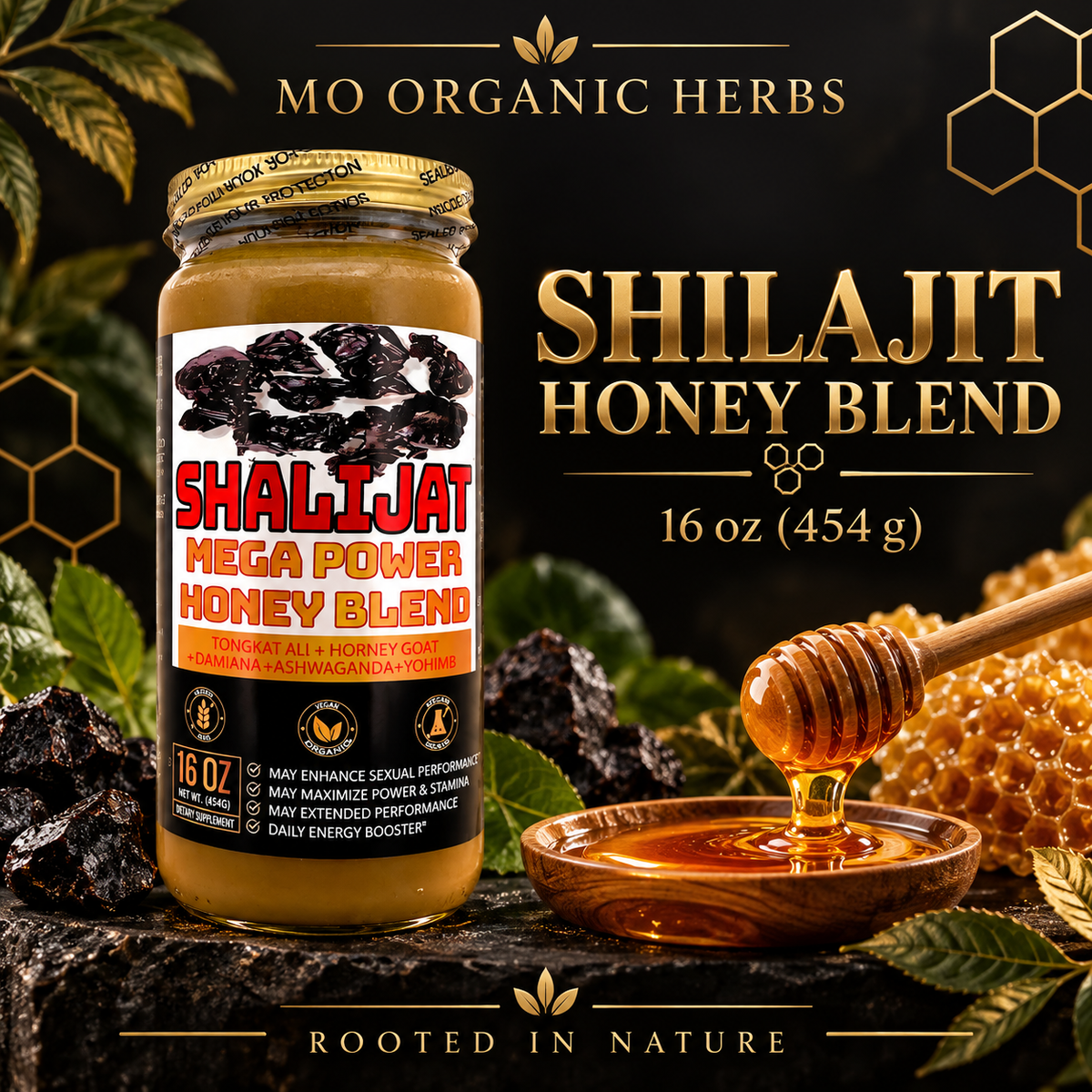 Shilajit Mega Power Honey Blend – 16 oz